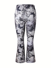 Women's Plus Butterfly Print Stretch Flare Leg Pants