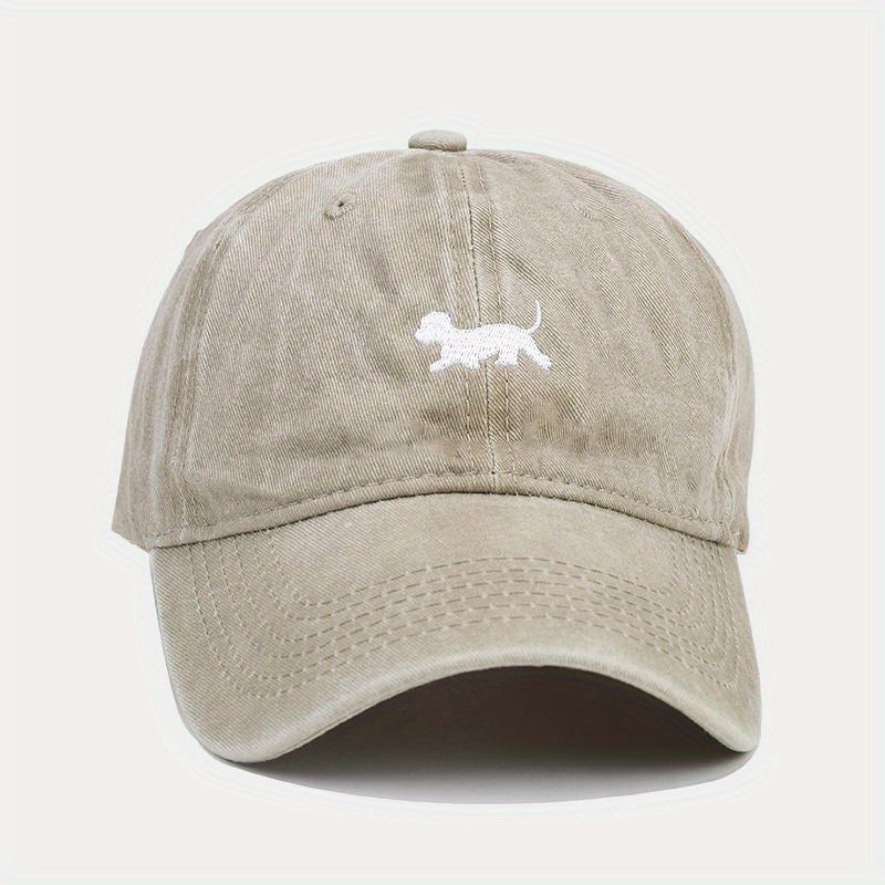 Puppy Embroidery Baseball Cap Cartoon Dog Washed Distressed Dad Hats