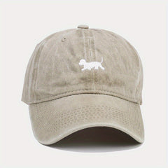 Puppy Embroidery Baseball Cap Cartoon Dog Washed Distressed Dad Hats