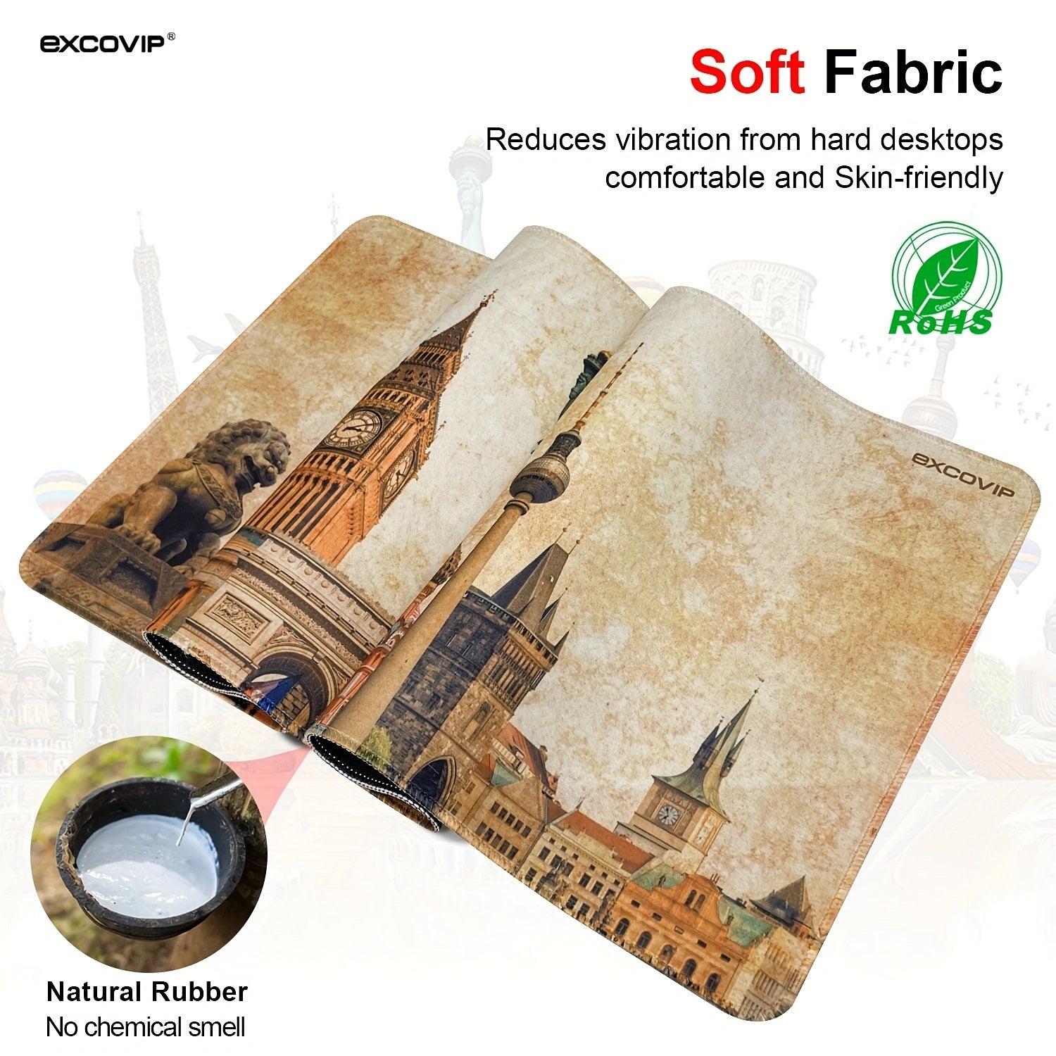 Large World Landmark Mouse Pad 80x30cm Non-Slip Desk Mat