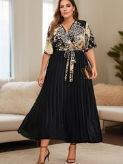  Colorblock Leopard Print Maxi Dress
