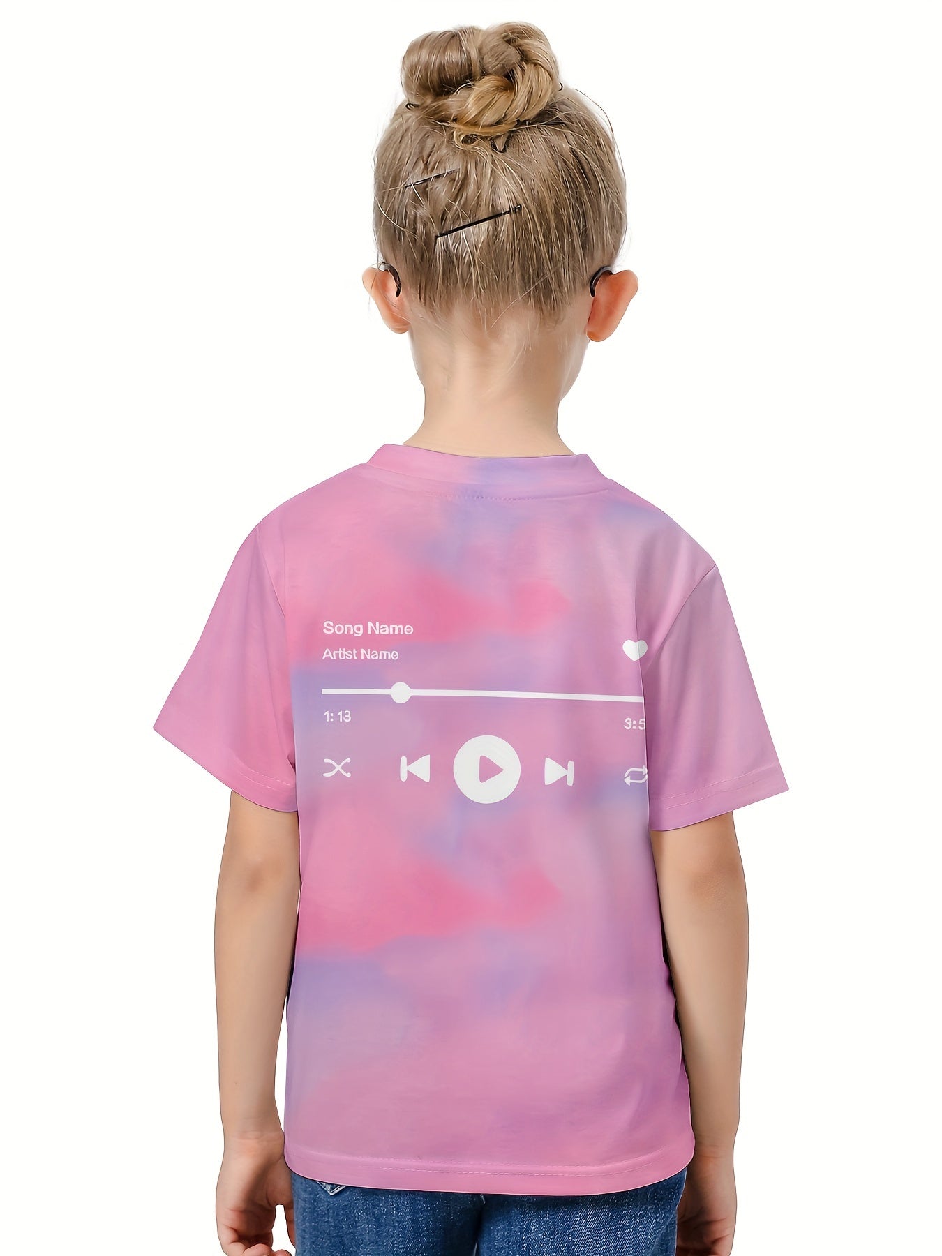 3D Music Player Graphic Short Sleeve T shirt for Boys Girls