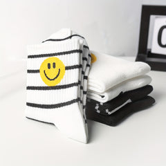 5 Pairs Smiling Face Print Socks Mid Tube Women's Stockings
