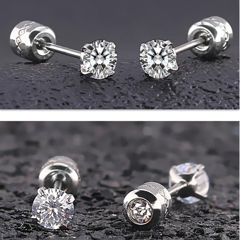 Titanium Steel Clean Zircon Earrings for Men