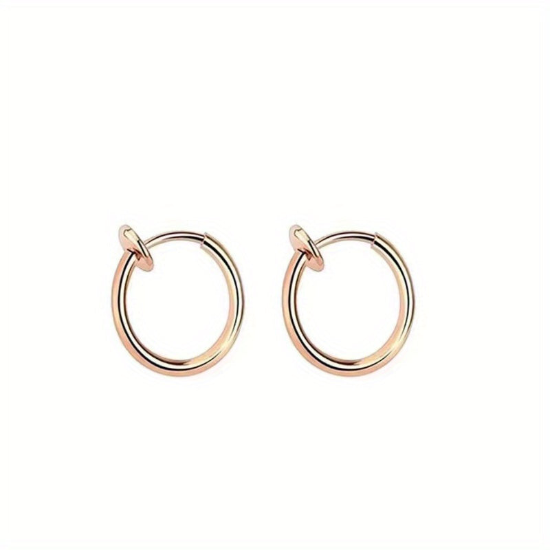 2pcs Stainless Steel Spring Ear Clips Hip Hop Ear Buckle Jewelry