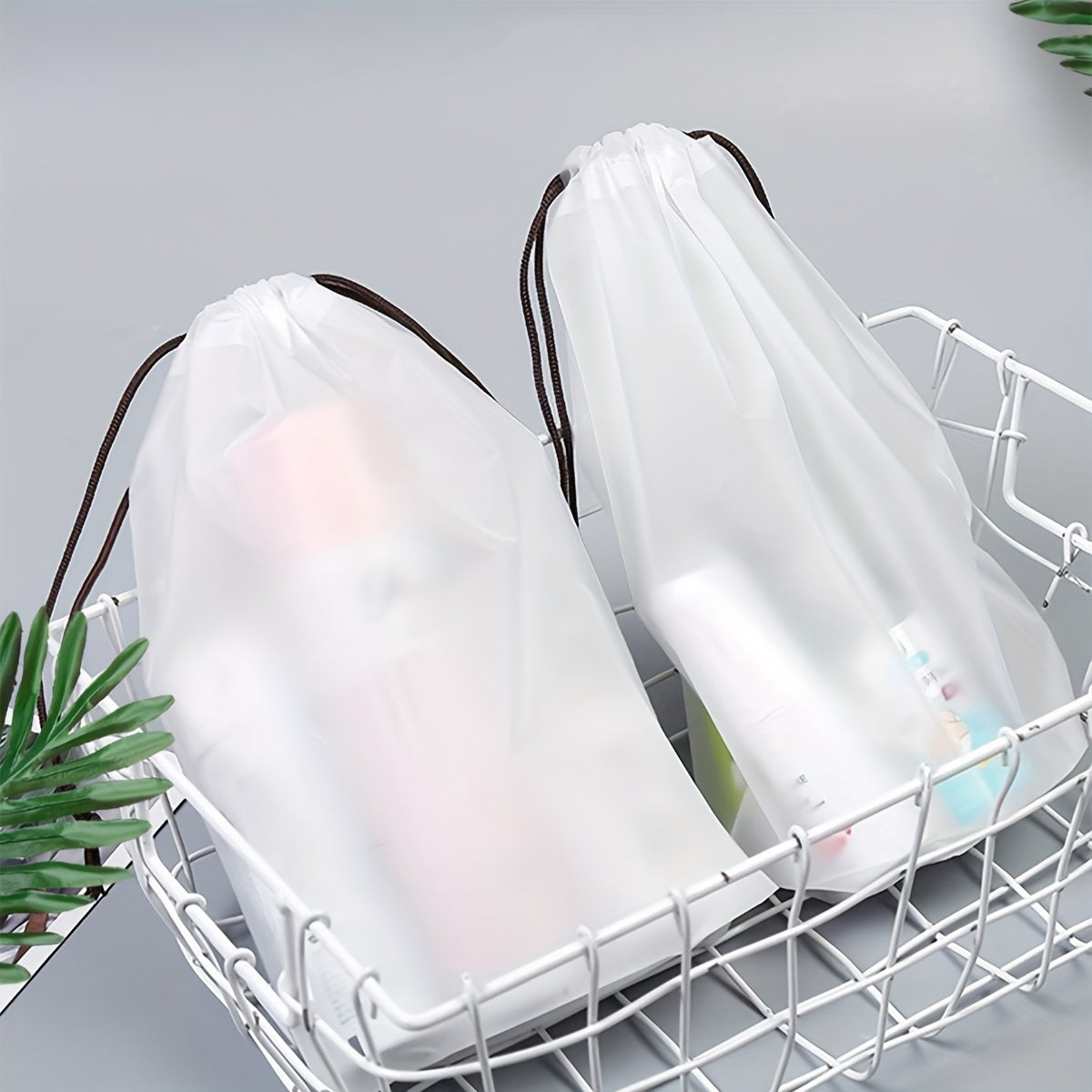 5pc Frosted Texture Plastic Shoe Bag Drawstring Moistureproof Shoe Storage Bag
