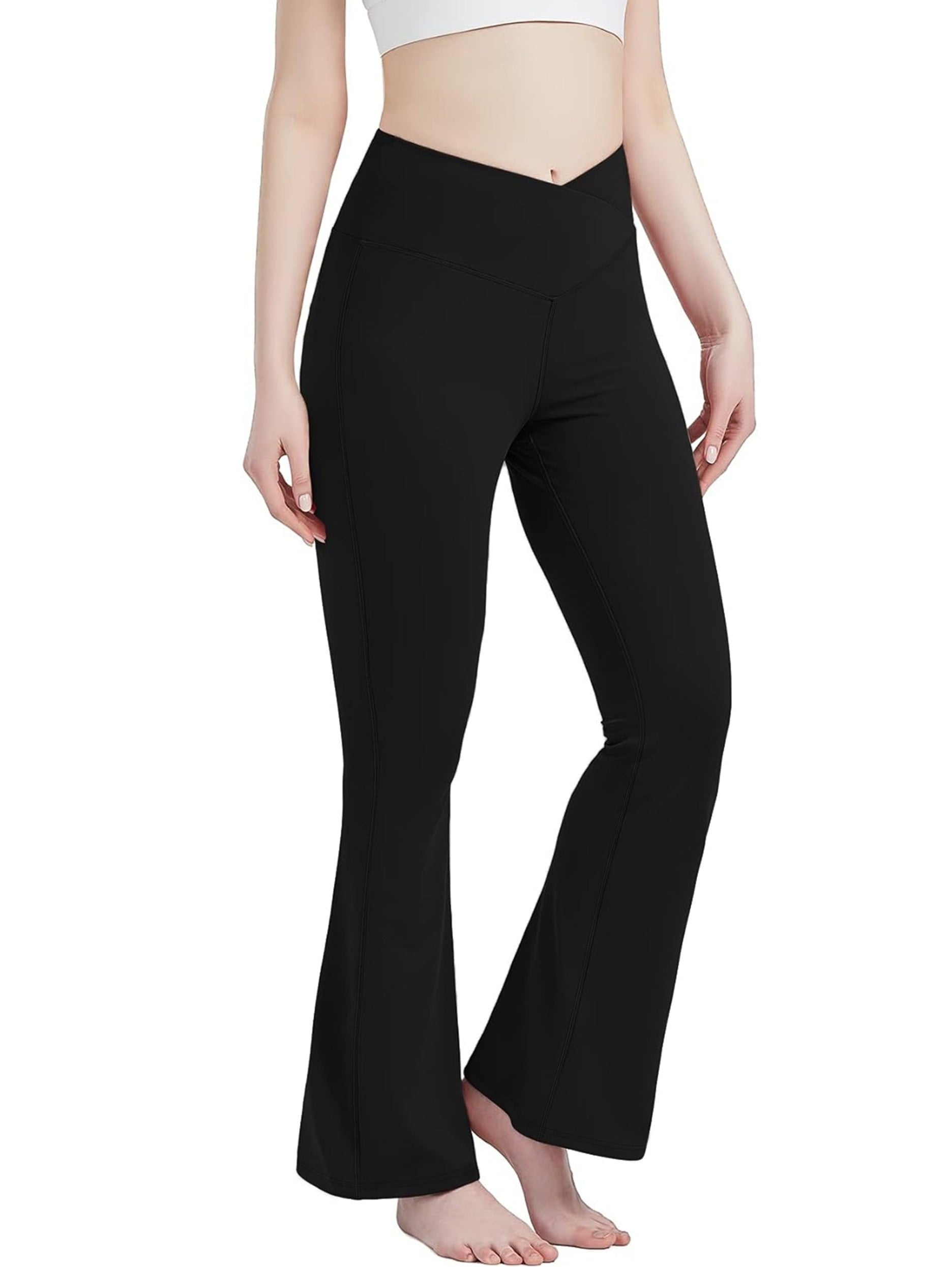 Solid Flare Leg Yoga Pants High Stretch Bell-bottom Leggings