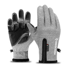 Winter Velvet Gloves With Zipper Waterproof Windproof Touch Screen