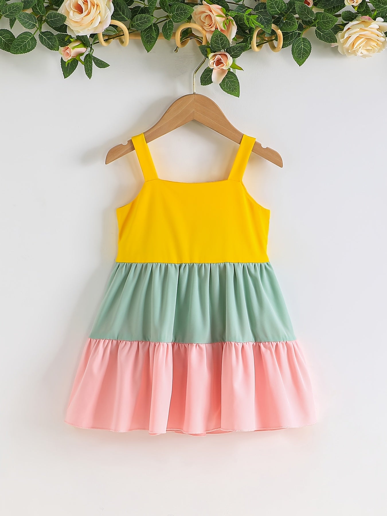 Girls' Colorblock Spaghetti Straps Cami Dress - Casual & Summer