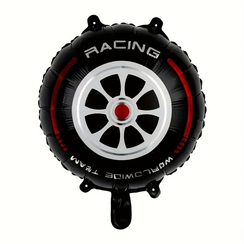 6pcs Racing Theme Tire Balloons Red Yellow Round Decorations
