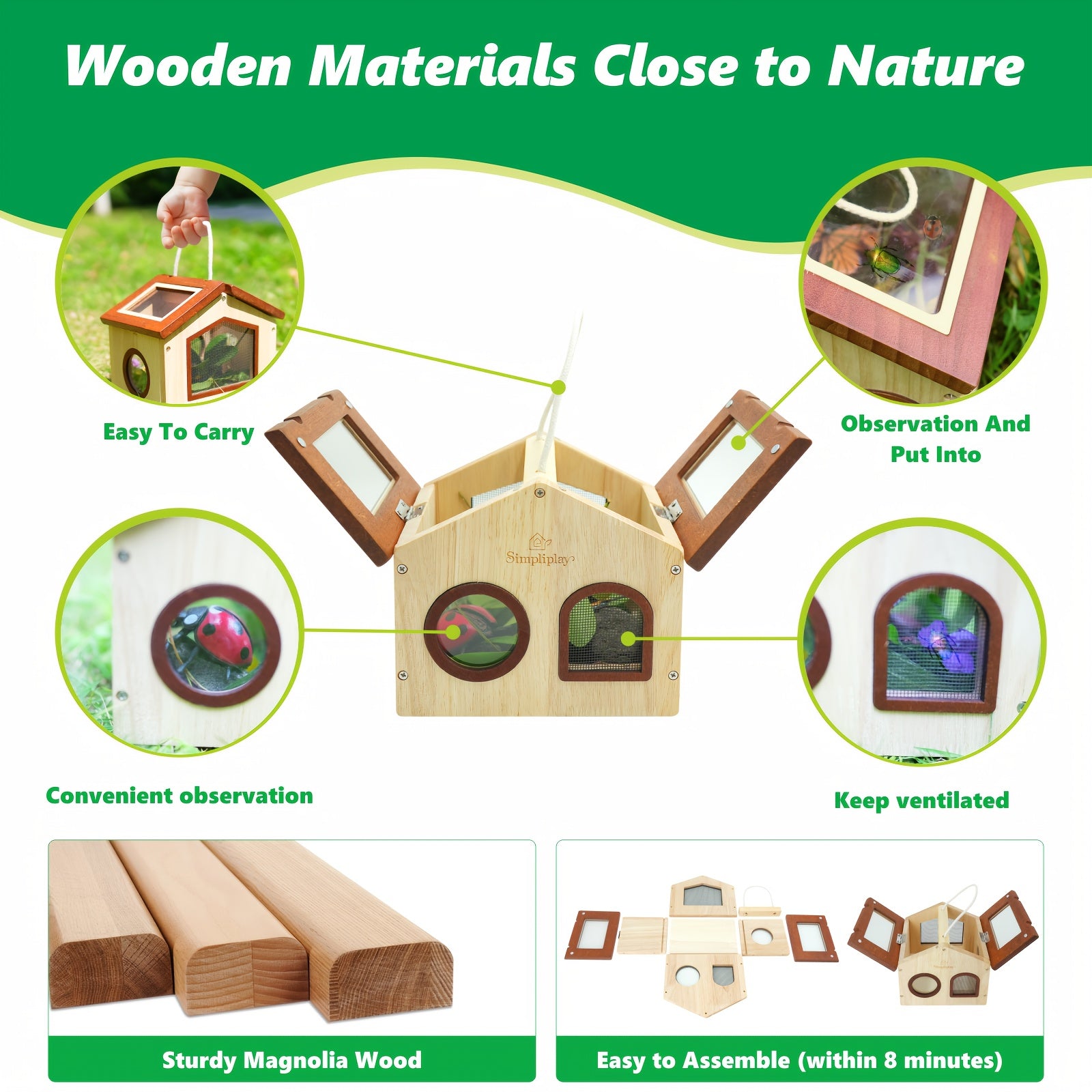 Outdoor Adventure Insect Trap Set with Hut Net and Magnifying Glass