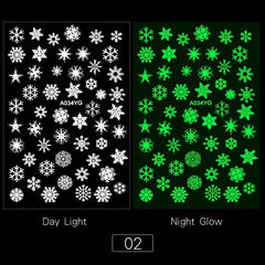 Glow in the Dark 3D Nail Decals DIY Nail Art Stickers for Girls