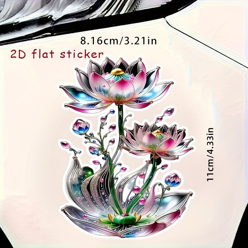 Vibrant Lotus Vinyl 2D Flat Sticker Waterproof Scratch Resistant