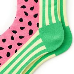 Watermelon Pattern Colorblock Crew Socks Women's Stockings