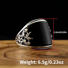 Vintage Men's Totem Ring with Oil Drop Carving