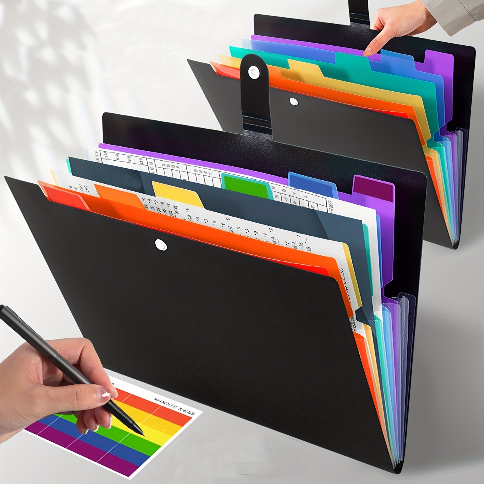 Multifunctional A4 7-Pocket Folder w/ Labels for School Office Home