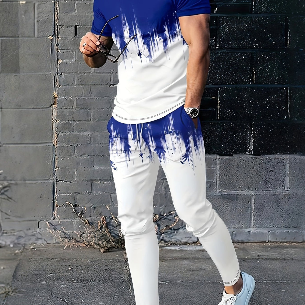 Men's 2 Piece Outfits Short Sleeve T shirt & Jogger Pants Set
