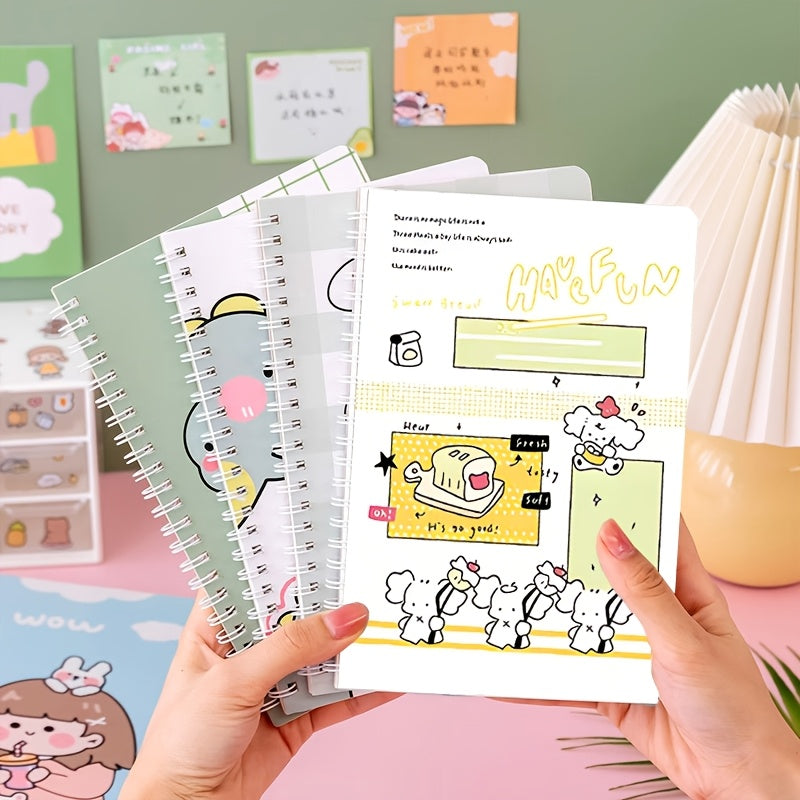 4pcs Cartoon Coil A5 Notebooks - 80 Sheets - Office/School/Birthday