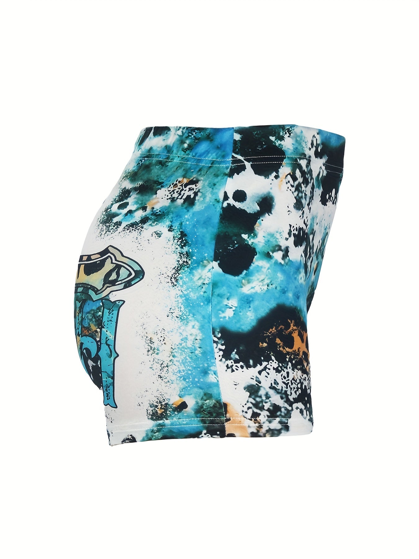  Cross Art Letter Print Tie Dye High Rise Shorts