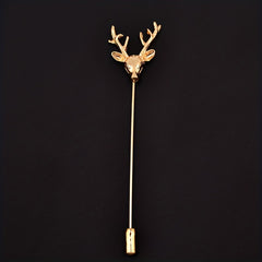 Retro Deer Head Brooch Men's Small Suit Inserted Long Needle Style