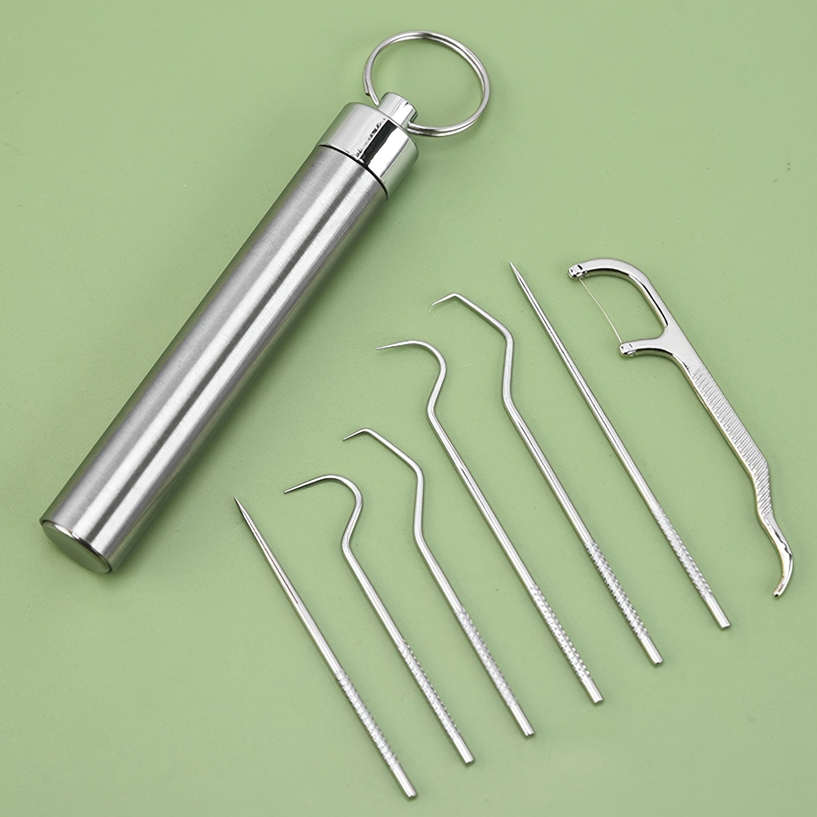 Portable Dental Care Kit 304 Stainless Steel Toothpick Floss