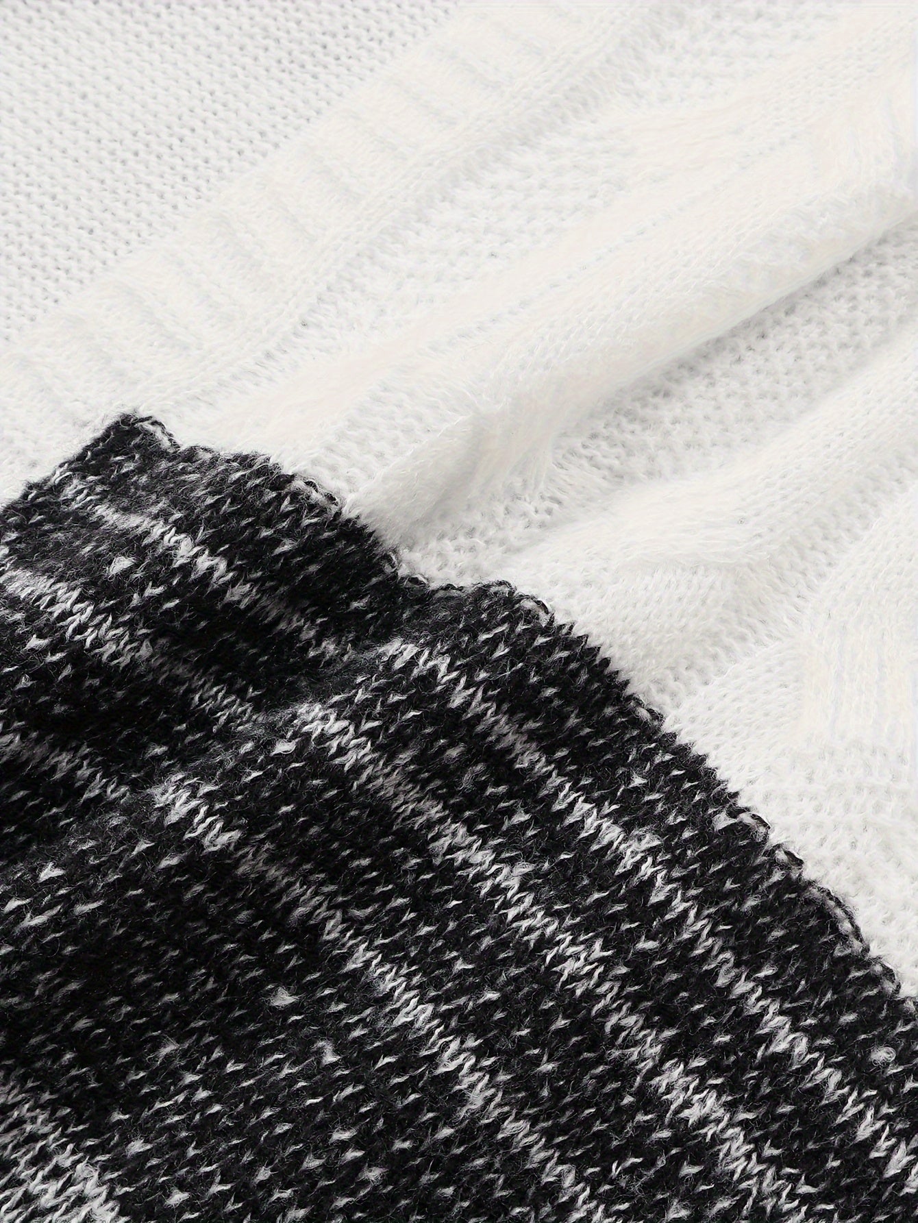  Colorblock Cable Long Sleeve Cardigan