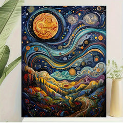 Starry Night Scene 40 64x50 Acrylic Painting Kit Frameless Beginner Friendly