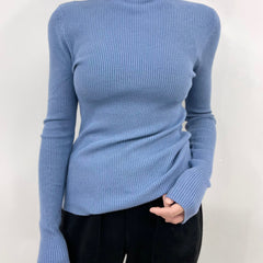 Women's Turtleneck Ribbed Sweater Slim Pullover Knit Top