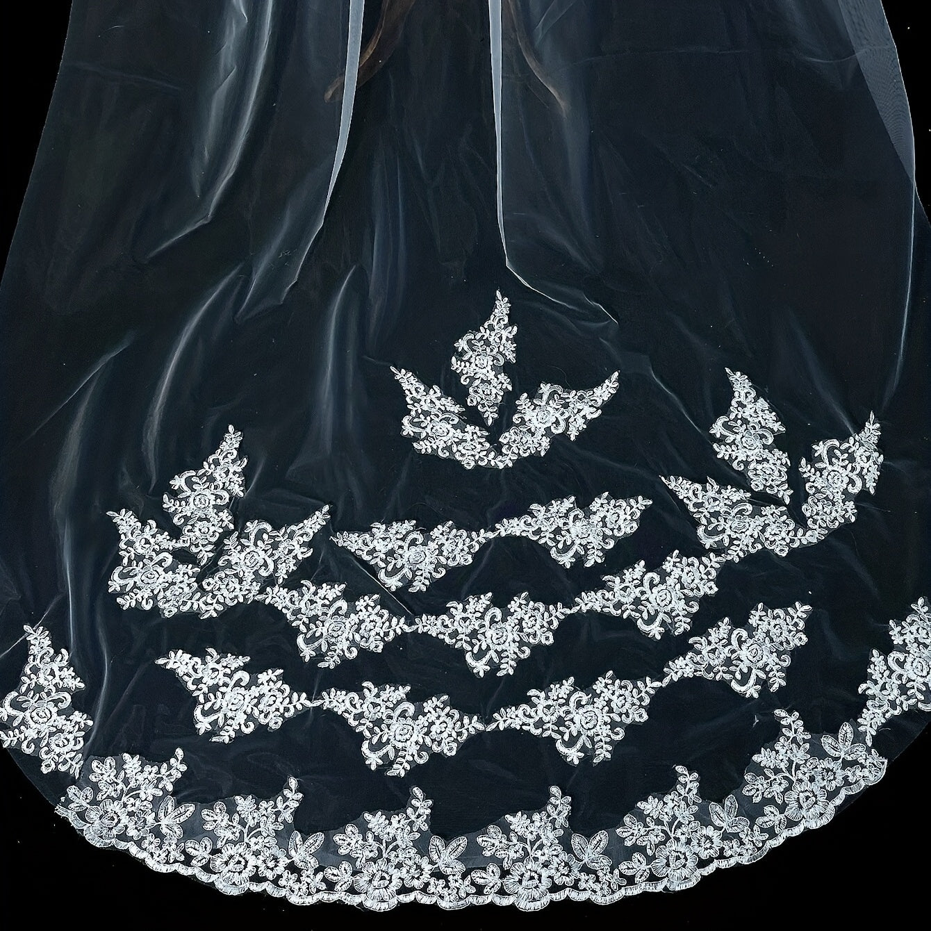 Lace Edge Bridal Wedding Veil Long Veil With Comb Hair Accessories