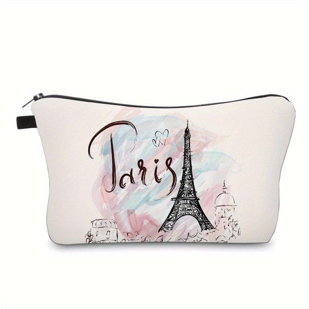 Tower Print Zipper Pouch Lightweight Carry On Bag Clutch Makeup Zipper Bag
