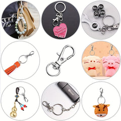 20pcs Stainless Steel Keychain DIY Hook Buckle Swivel Joint Key Chain Accessorie