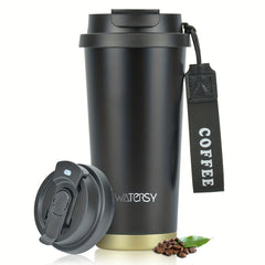 WATERSY 500ml Travel Mug Insulated Coffee Cup Leakproof Lids Straw Vacuum