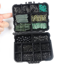 420 Piece Carp Fishing Kit Hooks Materials Portable Box Bass Silver Carp