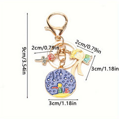 Metal Rose Keychain Starry Keychain Keyring Pendant Gift For Men Women