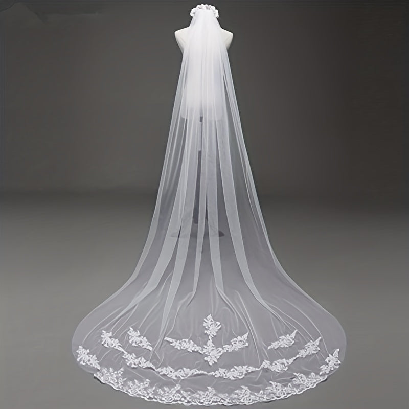 Lace Edge Bridal Wedding Veil Long Veil With Comb Hair Accessories