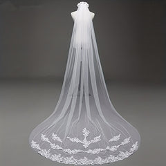 Lace Edge Bridal Wedding Veil Long Veil With Comb Hair Accessories