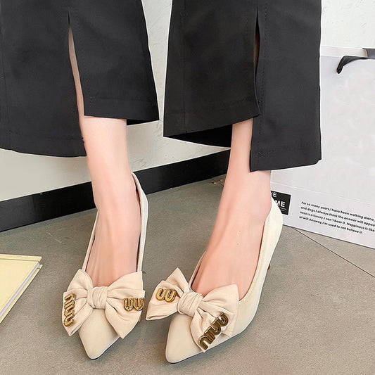 Women's Bowknot High Heels Pointed Toe Slip On Stiletto Heels