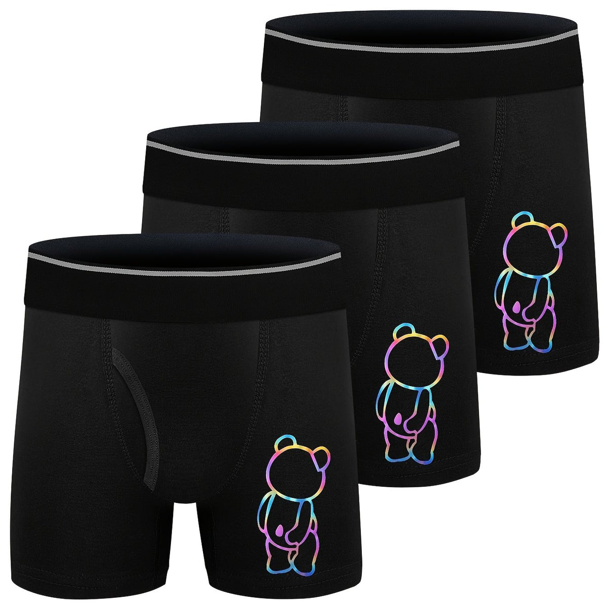3pcs Boys Teen Bear Print Cotton Boxer Briefs Underwear