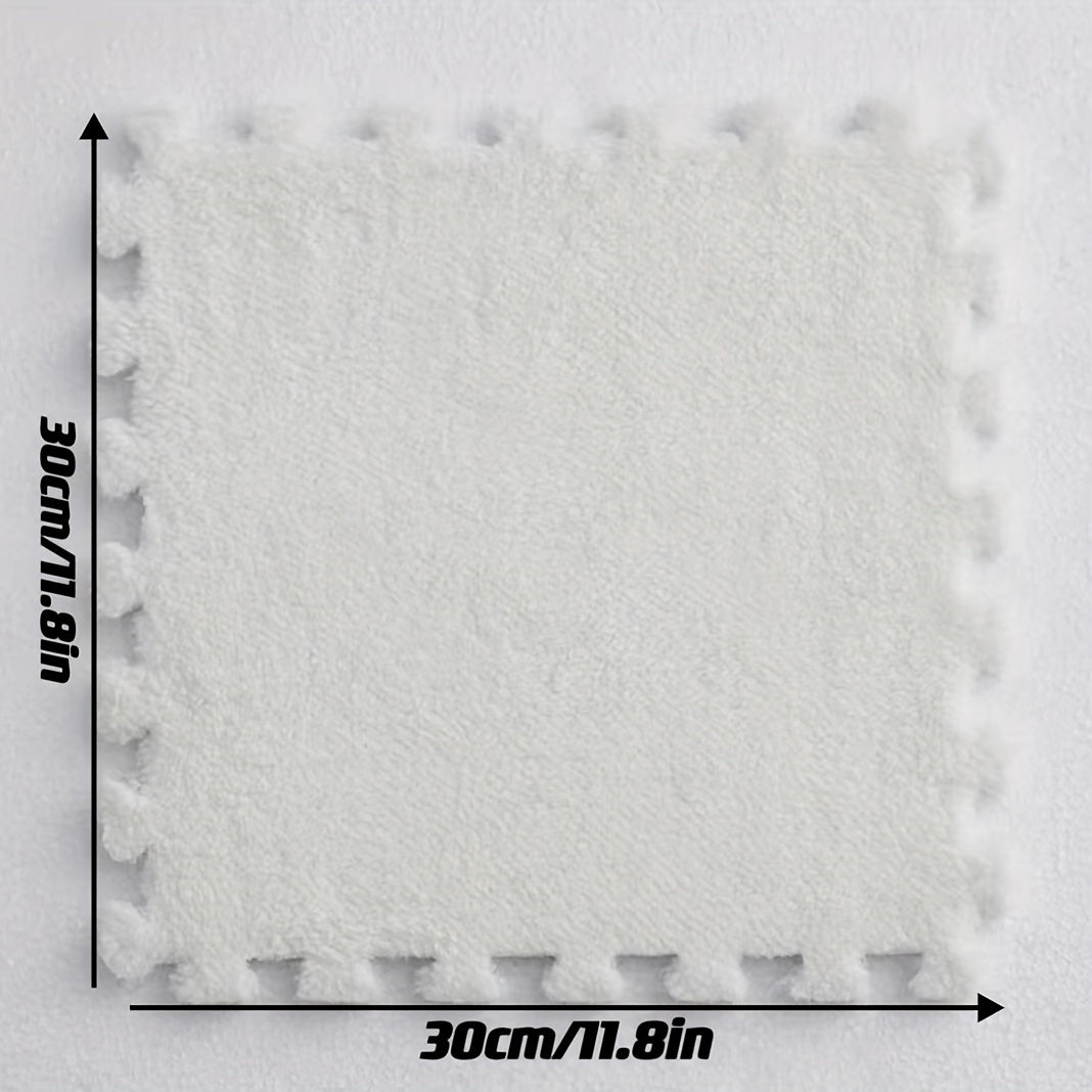 12pcs Plush Puzzle Foam Floor Mat Bay Window Mat Seat Mat