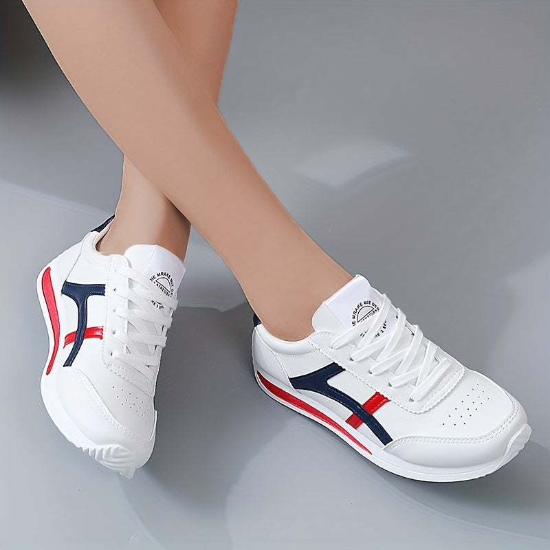 Women's Colorblock Mesh Sneakers Low Round Toe Lace Up Shoes