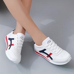 Women's Colorblock Mesh Sneakers Low Round Toe Lace Up Shoes