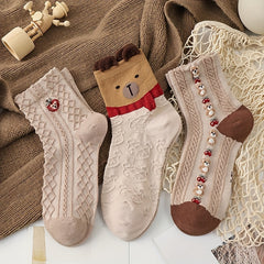 5 Pairs Bear Print Mid Tube Socks Women's Stockings