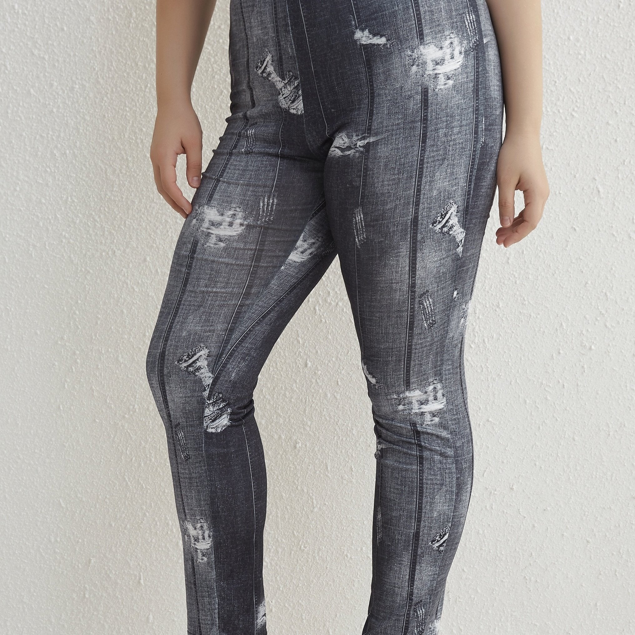  Denim Print Stretch Skinny Leggings