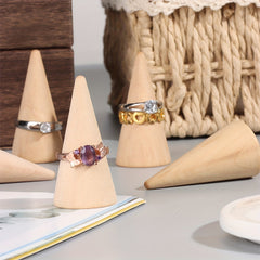 Solid Wood Ring Bracket Cone Jewelry Rack Ring Display Stand