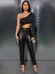  Sexy High Rise Leather Skinny Trousers