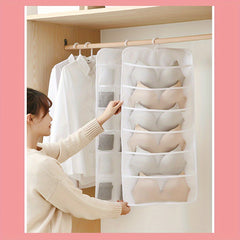 3pcs Hanging Underwear Bags With Grids Large Capacity Shelf Storage Bags
