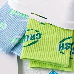 4 Pairs Letter Print Socks Crew Sports Stocking