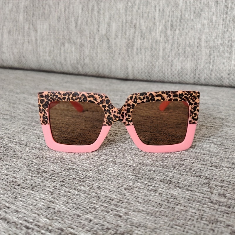 Leopard Print Frame Sun Protection Sunglasses for Teens