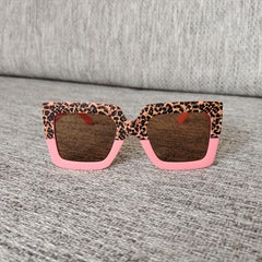Leopard Print Frame Sun Protection Sunglasses for Teens