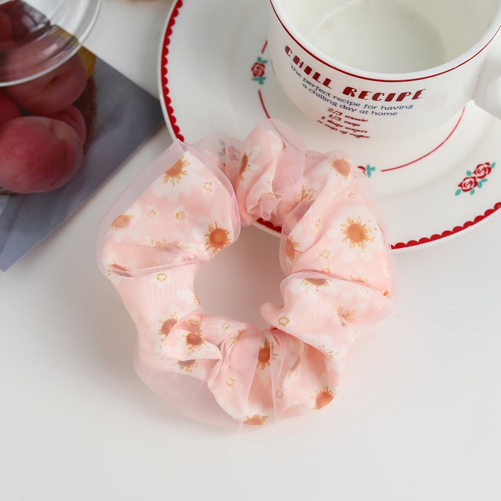 Chiffon Flower Hair Scrunchies Hair Bobbles Ponytail Holder